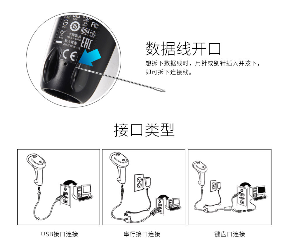 1400g條碼掃描槍具有三種接口方式 1400g條碼掃描槍具有三種接口方式