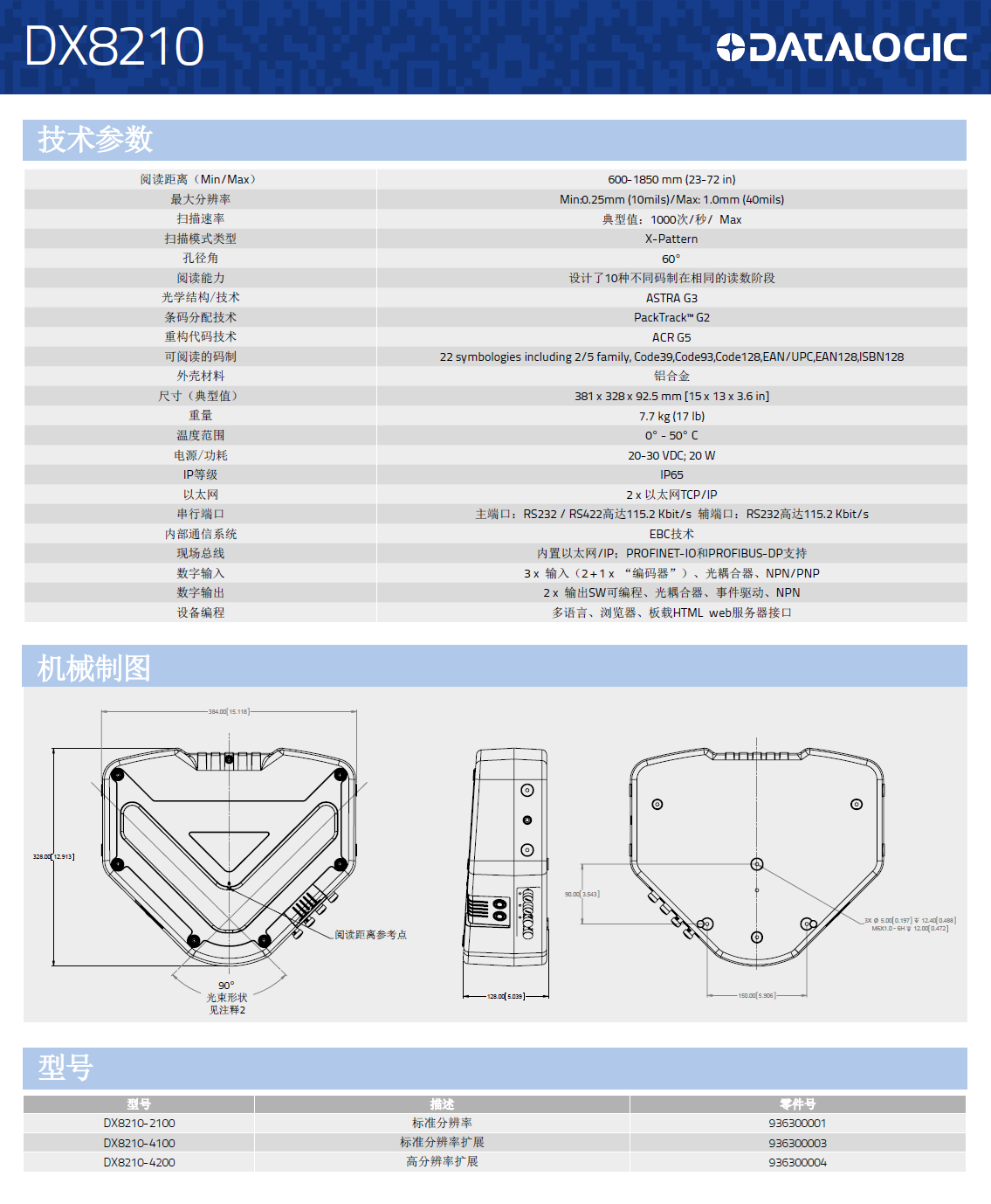 DX8210*方位條碼掃描固定式讀碼器型號、規(guī)格、尺寸詳細(xì)圖片展示